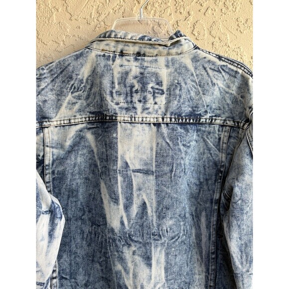 Rolling Paper Vintage Large Distressed Acid Wash Denim Women’s Jean Jacket Boho - Picture 9 of 13